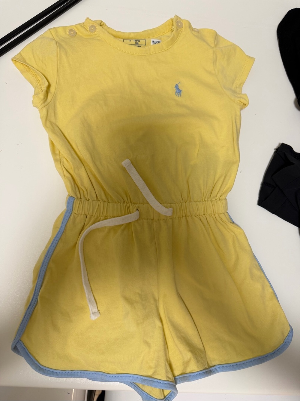 Polo Ralph Lauren girls Yellow romper with  Blue Pony size 3